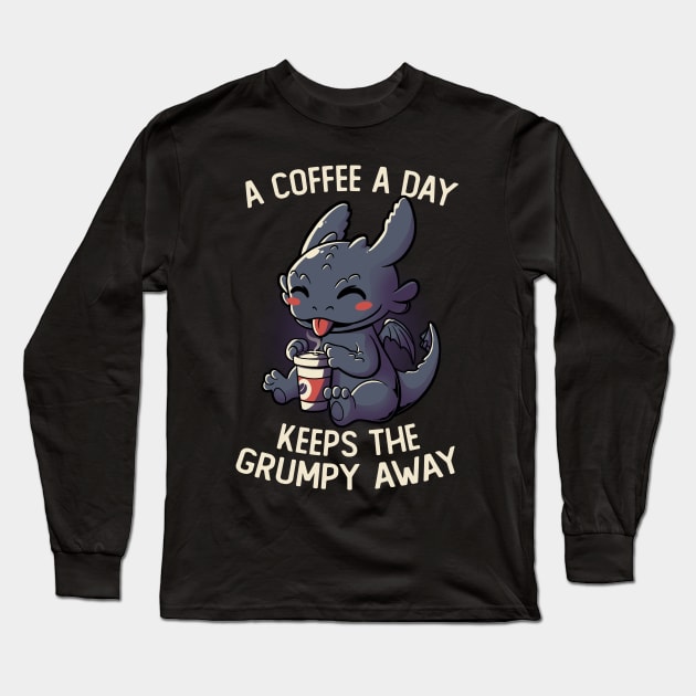 A Coffee a Day Keeps The Grumpy Away Funny Cute Gift Long Sleeve T-Shirt by eduely